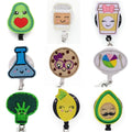 Office Supply Badge Reel Cartoon Fruit Felt Retractable Badge Reel for Nurse Accessories