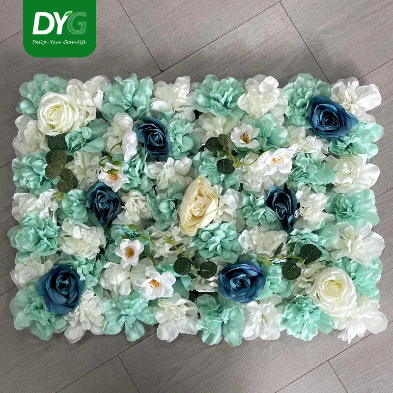 3D Flowers Wall Panel Artificial Flower Wall Background Silk Rose Mat for Home Party Wedding Backdrop Wall Decor
