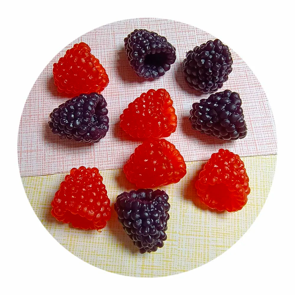 Bulk 100Pcs PVC Mini Artificial Raspberry Fruit Ornaments Realistic Berry Slime Beads for Home Kitchen Table Decor Accessories