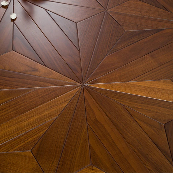 European Retro Art Walnut Parquet Flooring 15mm Luxury Engineered Hotel Flooring Modern 450*450mm Smooth Indoor Living Room