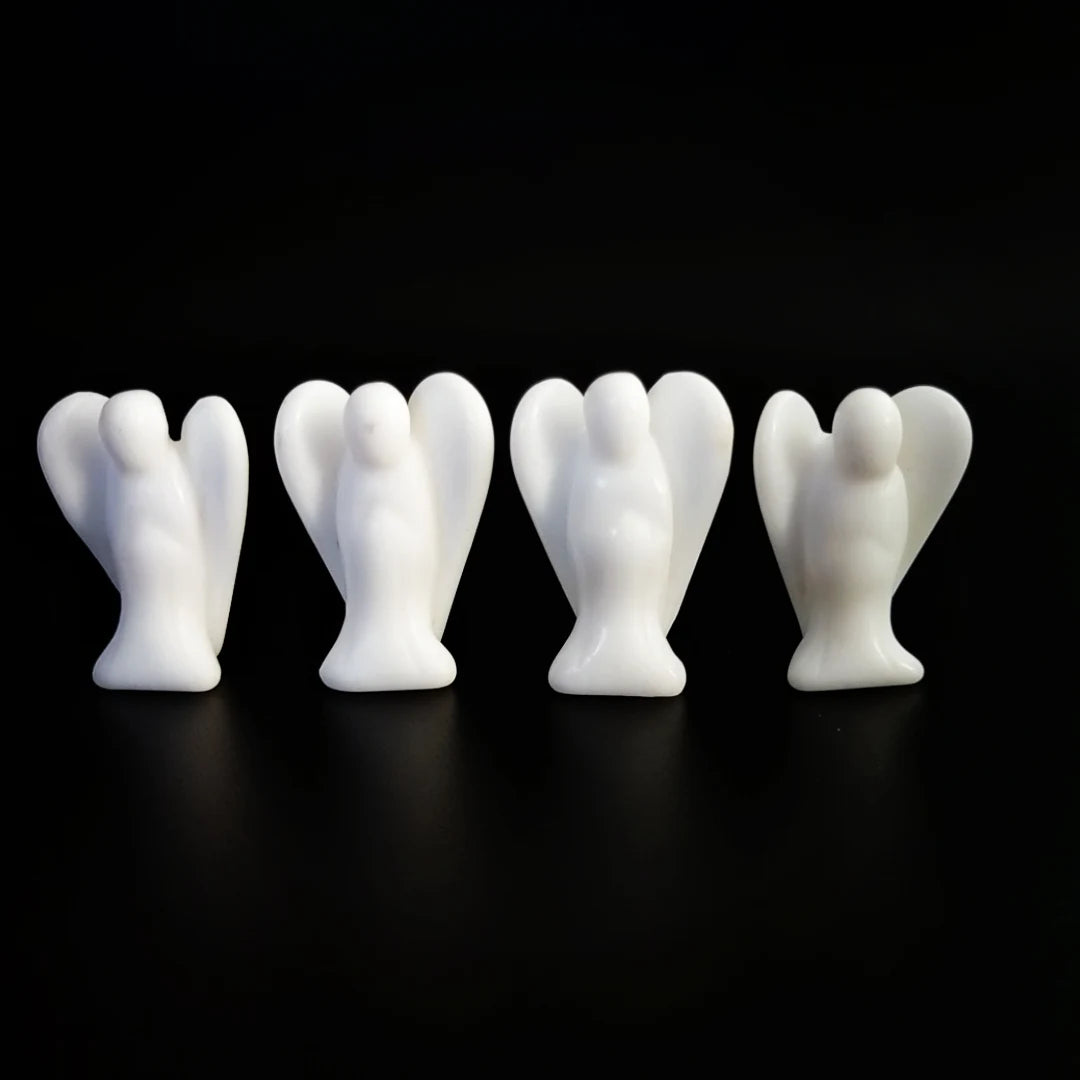 Huiying 1.5 Inch Handmade Carved White Jade Angels for Gift Crafts