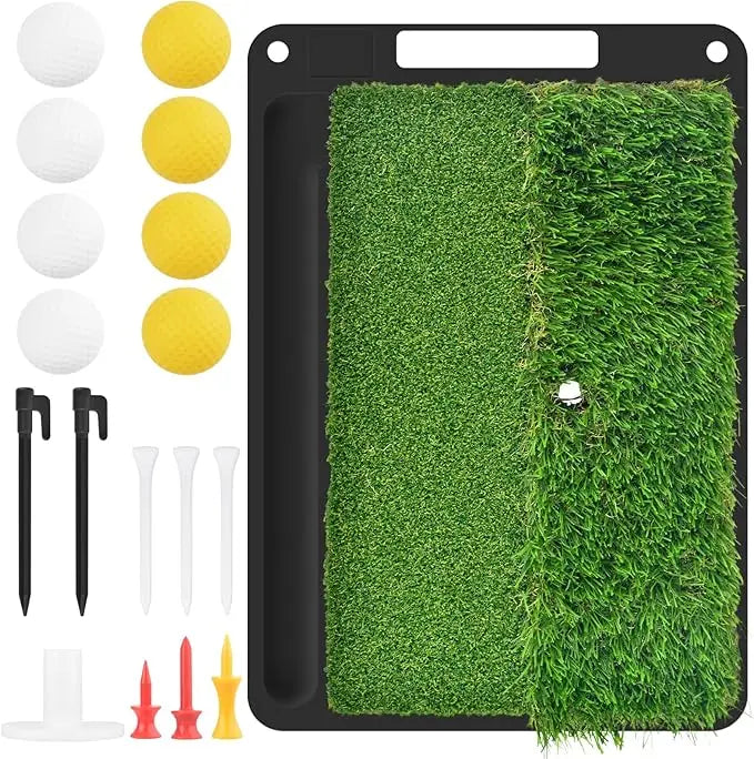 Hitting Mat Golf Impact Mats for Indoor/Outdoor Training Heavy Rubber Base Turf Mat with Ball Tray