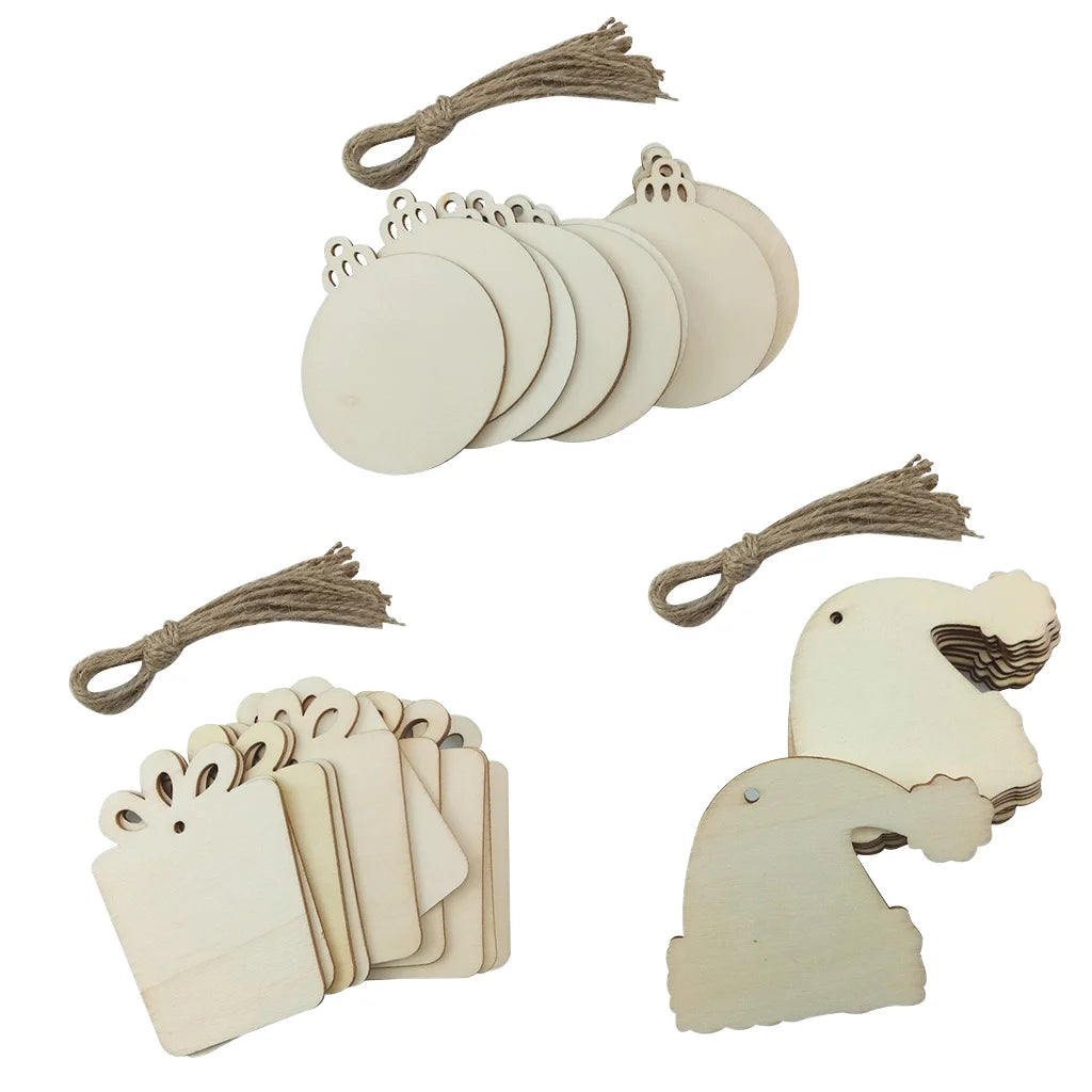 50Pcs Folk Art Plywood Crafts Paint 2.75 Inch Polished Christmas Tree Wall Hanging Ornaments Customized Shape Christmas DIY