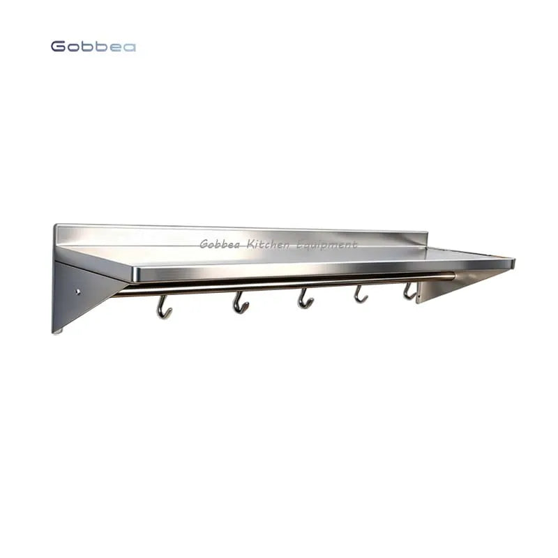 Binzhou Factory Hot Sales Modern Kitchen Stainless Steel Wall Mounted Shelf for Storage With Hooks