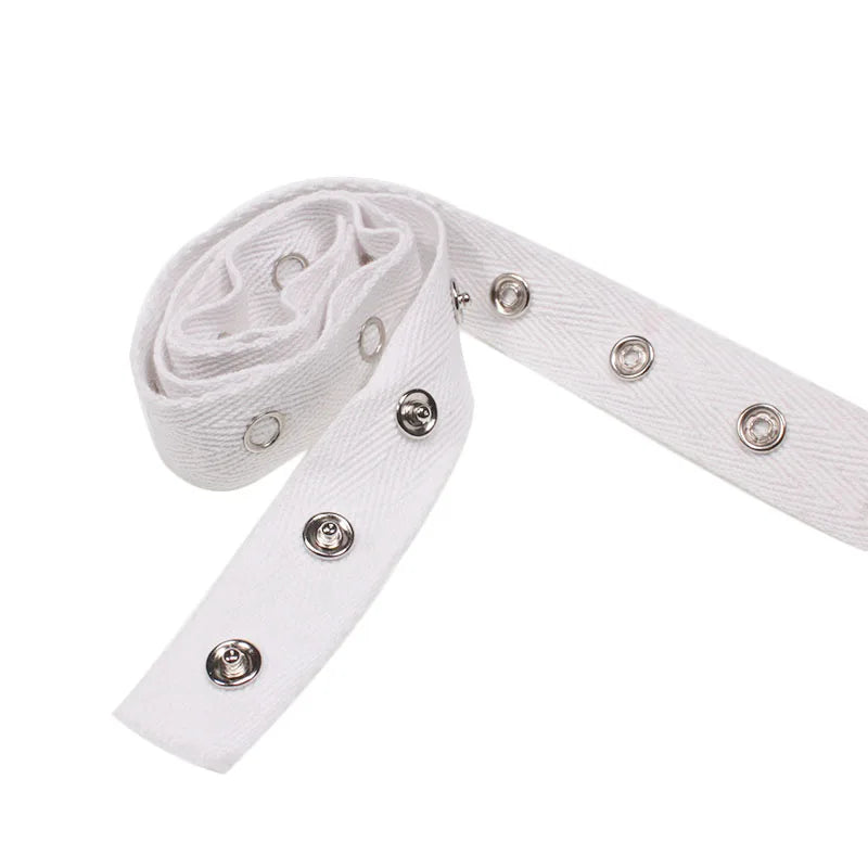 High Quality Black and White Cotton Snap Buttons Custom Webbing Tape with Prong Metal for Clothing