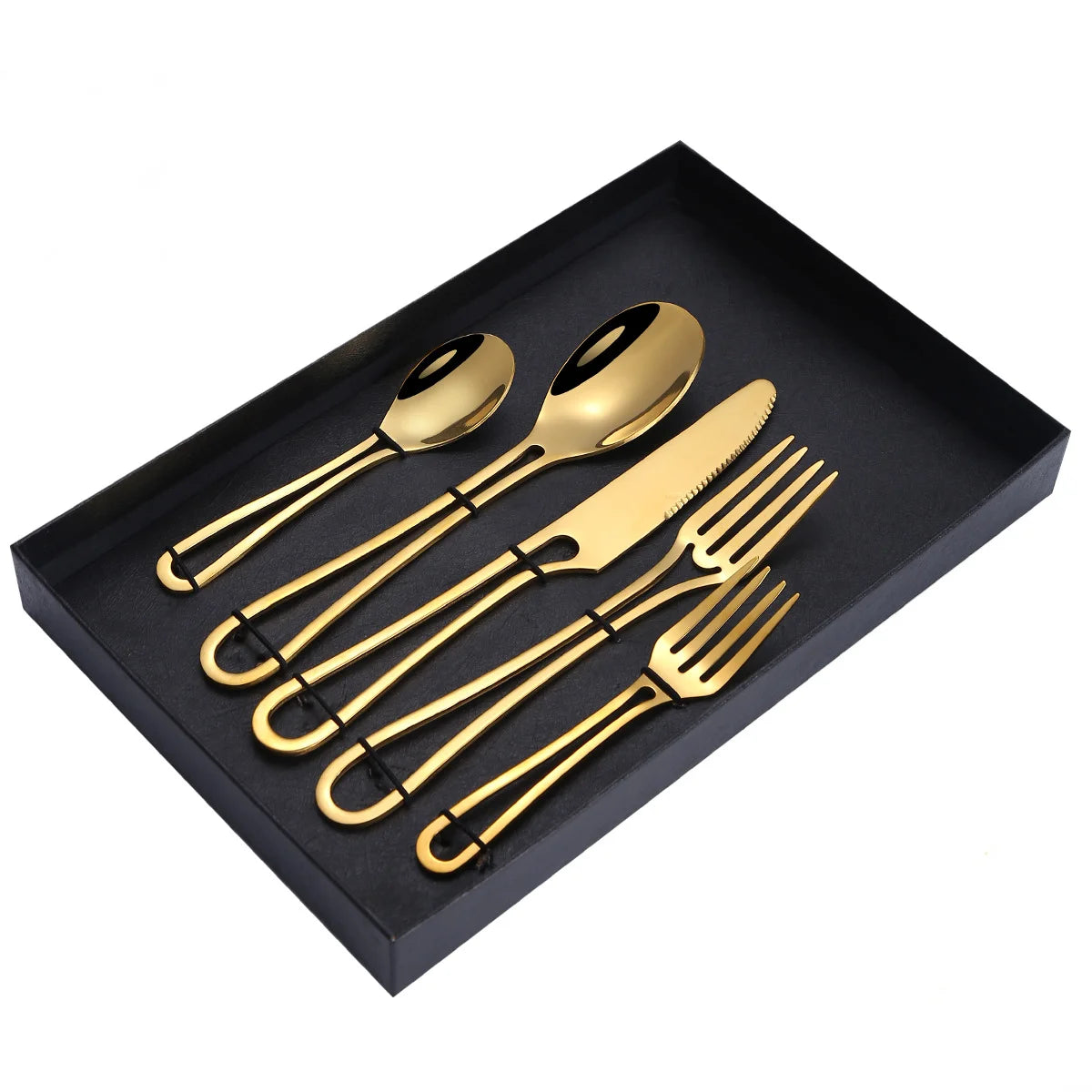 Wholesale Stainless Steel Flatware Sets Forks Dinnerware Sets  Gold Cutlery Set for Wedding Black Cutlery