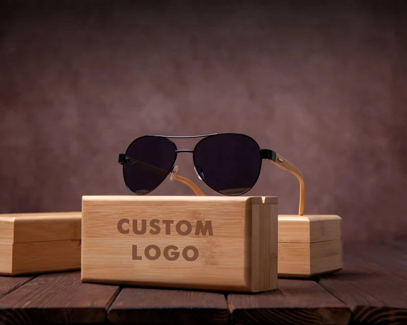 2025 Laser Custom Logo Fashion Wooden Sunglasses Box Handmade Uv400 Sunglasses Square Bamboo Wooden Mens Sunglasses