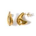 J&D 18K Gold Plated Waterproof Geometric Wave  Water Drop Shaped Stainless Steel Earrings for Women