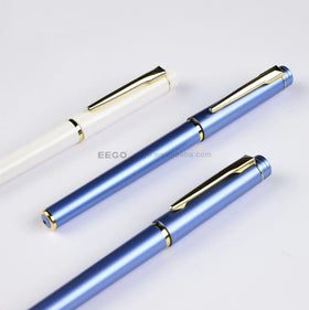 Wholesale Luxury Men's Ballpoint Gel Pens Custom Logo Personalized Metal Material Plain Black Blue White 0.5 mm Writing Width