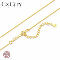 CZCITY Simple Silver Chain Fashion 925 Silver Fine 18K White Color Women Wholesale Box Chain