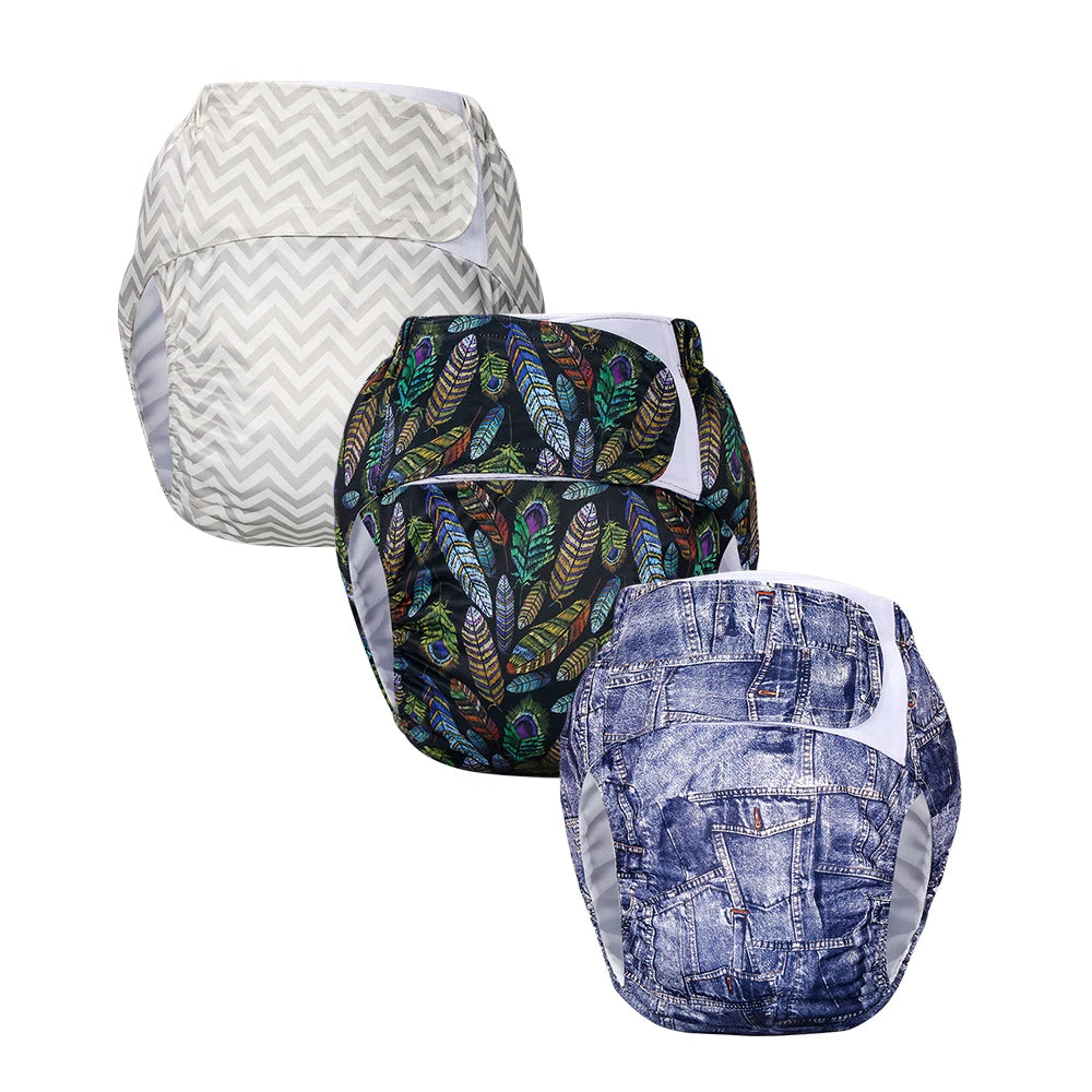 Size L/XL Adjustable All in One Adult Cloth Diapers Prevent Incontinence Washable Reusable Adult Diaper Suede Cloth Lining