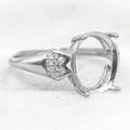Sterling Silver 10*12mm Semi Mount Ring Empty Frame Blank Support Setting S925 Base Holder Without Center Stone for DIY Inlay