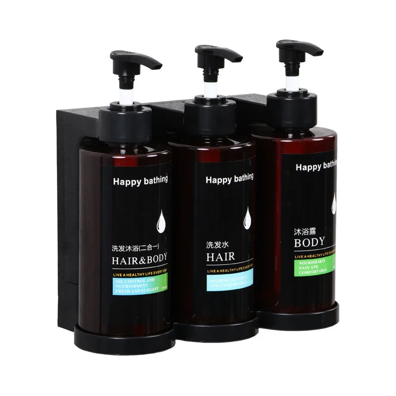 Hotel Metal Shampoo Shower Gel Separate Bottles Wall Mounted No Punching Hand Sanitizer Boxes Manual Soap Dispensers Nickel