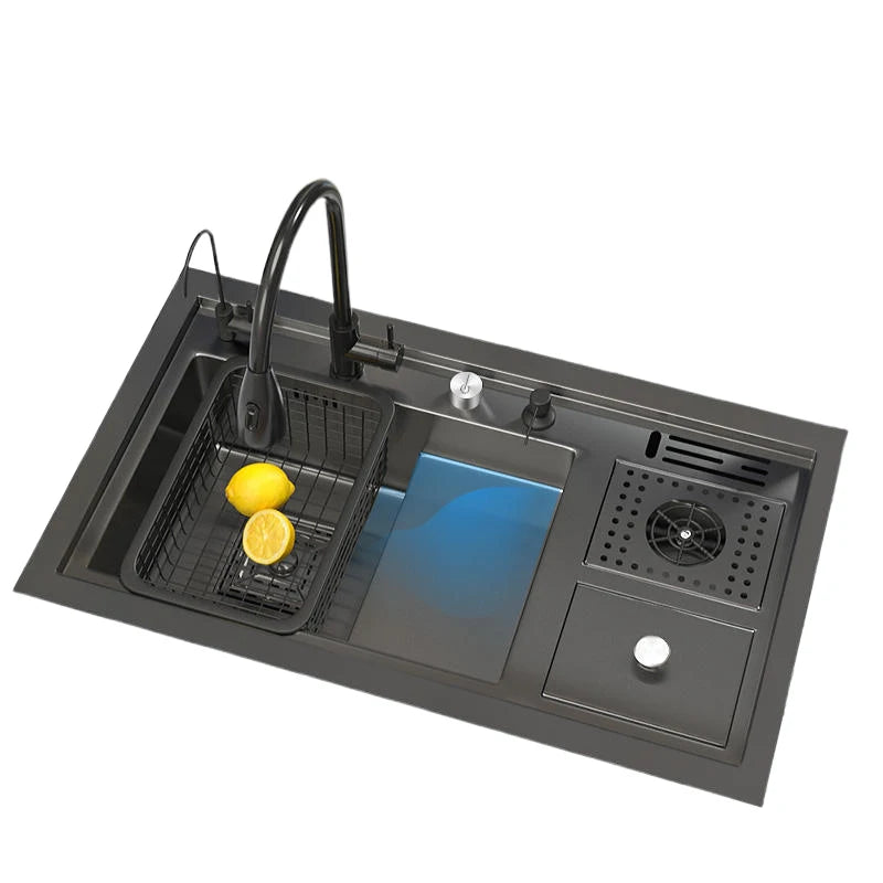 For ALL-XI-Black Single Bowl with Faucet 85x50cm 304 Stainless Steel Kitchen Sink Modern Design 2 Year Warranty MegaBDM