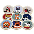 Cross Stitch Embroidery Set DIY Handmade Needlecrafts Punch Kits Beginners Kit Cotton Foundation 20x20cm Animal Design Home