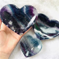 Wholesale Hand Carved Crystal Rainbow Fluorite Heart Shaped Bowl Ashtray for Decoration