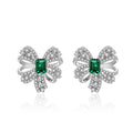 2022 Hot Sale Luxury Zirconia Diamond Full Pave 925 Sterling Silver Butterfly Emerald Stud Earring