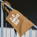 Low Moq Standard Size Brown Canvas Bag Cotton Tote Bag With White Logo Printed Women'S Canvas Bags