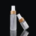 Luxury Glass Bamboo Cosmetic Bottles Pump Sprayer Serum Bottle Bamboo Lid Frosted Glass Spray Bottle
