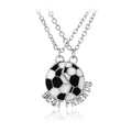2PCS/Set Enamel Soccer Pendants Necklaces Best Friends Soccer Charm Necklace
