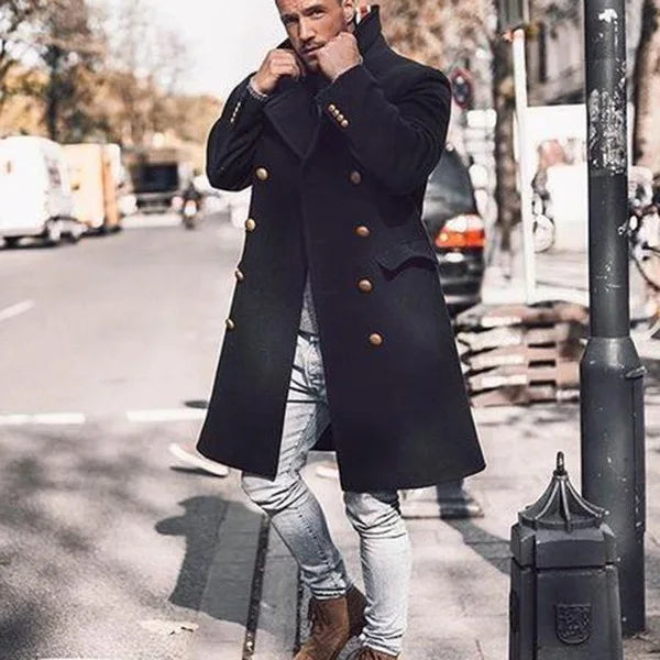 Men's Wool & Blend Coats 2022 Double Breasted Tops Outerwear Plus Size England Style Fashion Jacket Winter Long Overcoat Homme