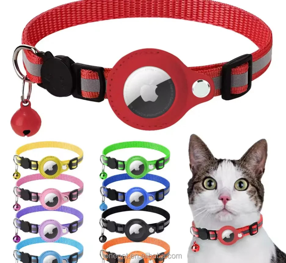 Anti Lost Pet Collars Adjustable Airtag Cat Collar Reflective Airtag Cat Collar Locator Tracker Protective