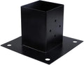 SUREALONG 4 X4 Inches Square Plate Post Bracket Anchor Wood Post Support Flange Fence Post Base Steel Iron Powder Coated
