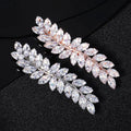 SLBRIDAL Trendy Sparkling Cubic Zircon Girls Hair Clip Barrette Bridal Wedding CZ Headpieces Hair Accessories Women Hair Jewelry