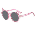 Children's Blue Cat Eye Sunglasses with Steam Cat-Ear Shaped Bread Decor Fashionable Blue Frame Cat's Ears Decorative Sunglasses