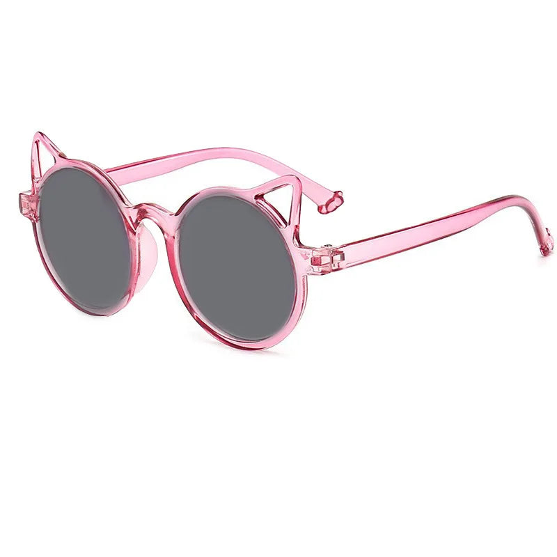 Children's Blue Cat Eye Sunglasses with Steam Cat-Ear Shaped Bread Decor Fashionable Blue Frame Cat's Ears Decorative Sunglasses