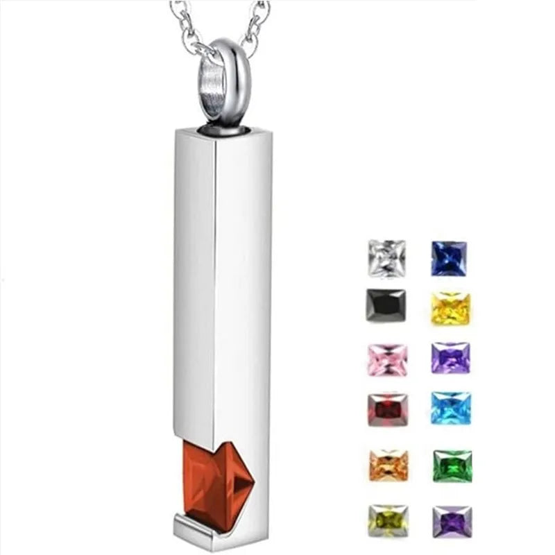 Factory Geometric Pendant Stainless Steel Necklace Ashes Perfume Pendant Necklace Memorial Birthstone Necklace Gifts for Women