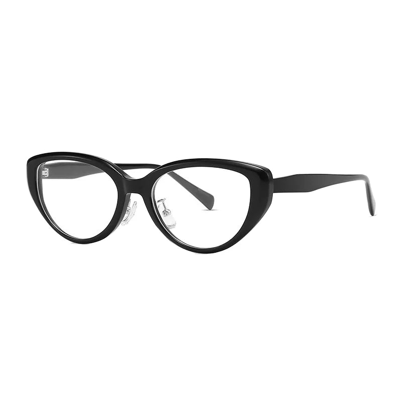 Unisex High Color Value 1040 Explosion Fashion TR90 Cat's Eye Black Frame Glasses Anti-Blue Myopia Lenses Equipped Solid Pattern