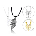 Risingmoon Fasion Valentine's Day Magnetic Necklace Alloy Heart Key Lock Stitching Couple Necklace