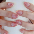 24 Pcs French Pink French Gradient Nail Art  Acrylic Press on Nails Artificial Fingernails False Nails 3284