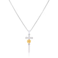 925 Sterling Silver Gold Plated Vintage Classic  Blossom Romantic Rose Flower Cross Necklace for Man Gothic Punk Jewelry