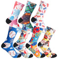 Colorful  Funny Sublimation 3D Seamless 360 Digital Printed Crew Cotton Socks Design for Men and Women