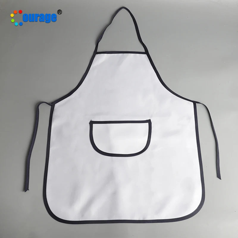 Protective Sublimation Polyester Apron Blanks Adult Color Rim Pocket Aprons for Custom Printing MegaBDM
