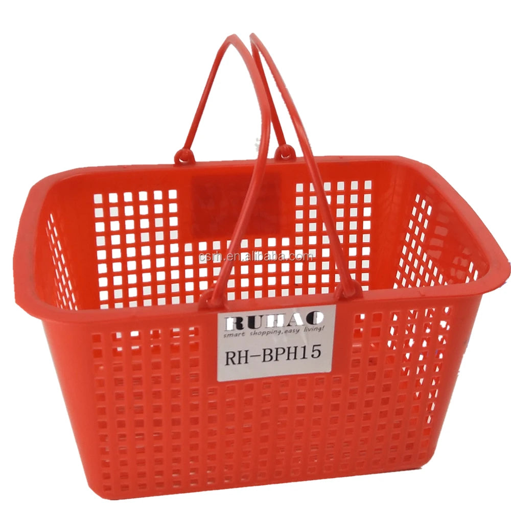 RH-BPH15 350*255*200mm    15L  Mini Basket Red Color Small Plastic Shopping Basket