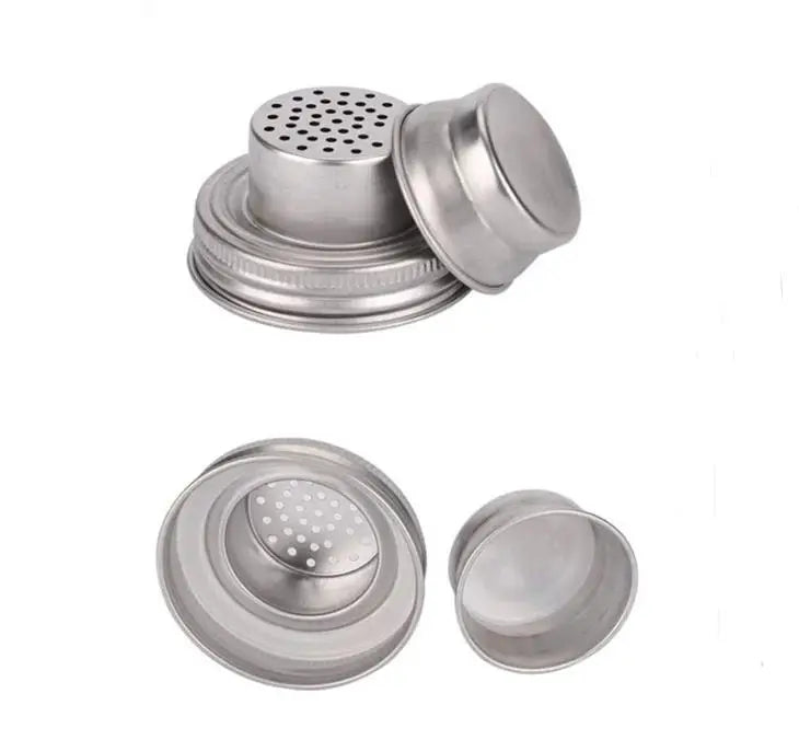 Mason Jar Shaker Lids Stainless Steel Cover for Regular Mouth Mason Canning Jars Rust Proof Cocktail Shaker Dry Rub Cocktail