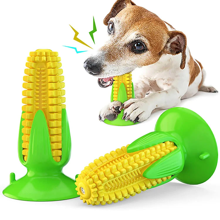 Wholesale Corn Shape Interact Pet Chew Toy Suction Cup Teeth Brush Dog Squeaky Toy
