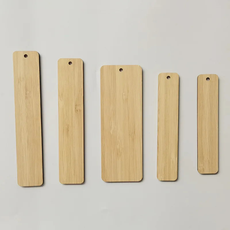 Hot Selling Custom Size Wooden Bookmark  Leaser Cut Logo Wood Crafts Bamboo Color