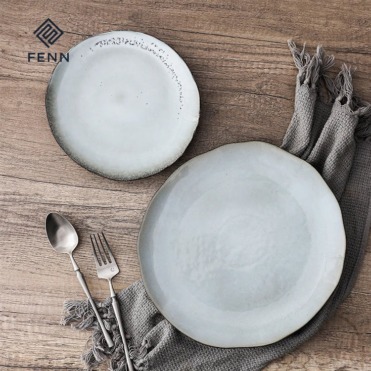 FENN Hot Sale Factory Direct Wholesale Irregular Rim Gift Set Porcelain Plates Ceramic Plates Dinnerware