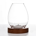 Elegant Egg Shape Glass Candlestick Holder with Wood Base for Home Decoration for Christmas
