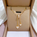 Wholesale No Fade 316L Stainless Steel Diamond Women Dainty Circular Tassel Love Seashell Necklace
