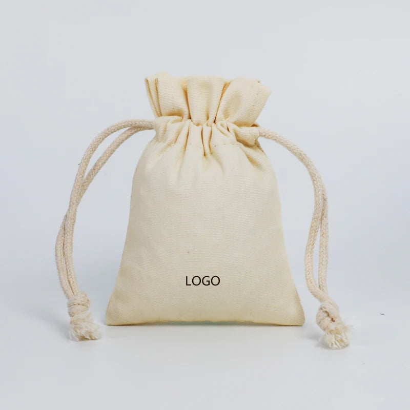 Manufacturer Custom Beige Cotton Drawstring Pouch Cotton String Reusable Fashionable Lady Natural Cotton Drawstring Bag Package