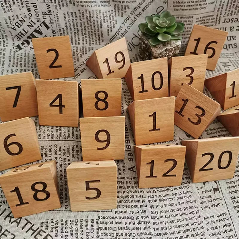 Tailai Elegant Beech or Pine Wood Triangle or Square Number Block for Modern Home Decor - Handcrafted and Durable Design