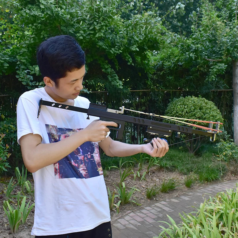 PIAOYU Professional Outdoor Hunting Fish Slingshot High-Powerful Two Stage Long Rod Telescopic Strong Shooting Fishing Shooting