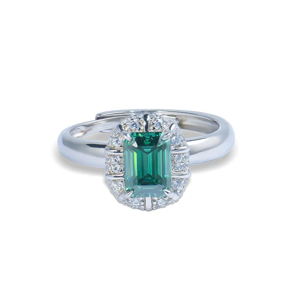 White Gold Plated 925 Sterling Silver Gra Moissanite Luxury Designer Engagement Wedding Green Diamond Mossanite Rings for Women