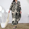 Plus-size European and American Women's Dress Autumn New Pullover Print Bohemian Dress Woman
