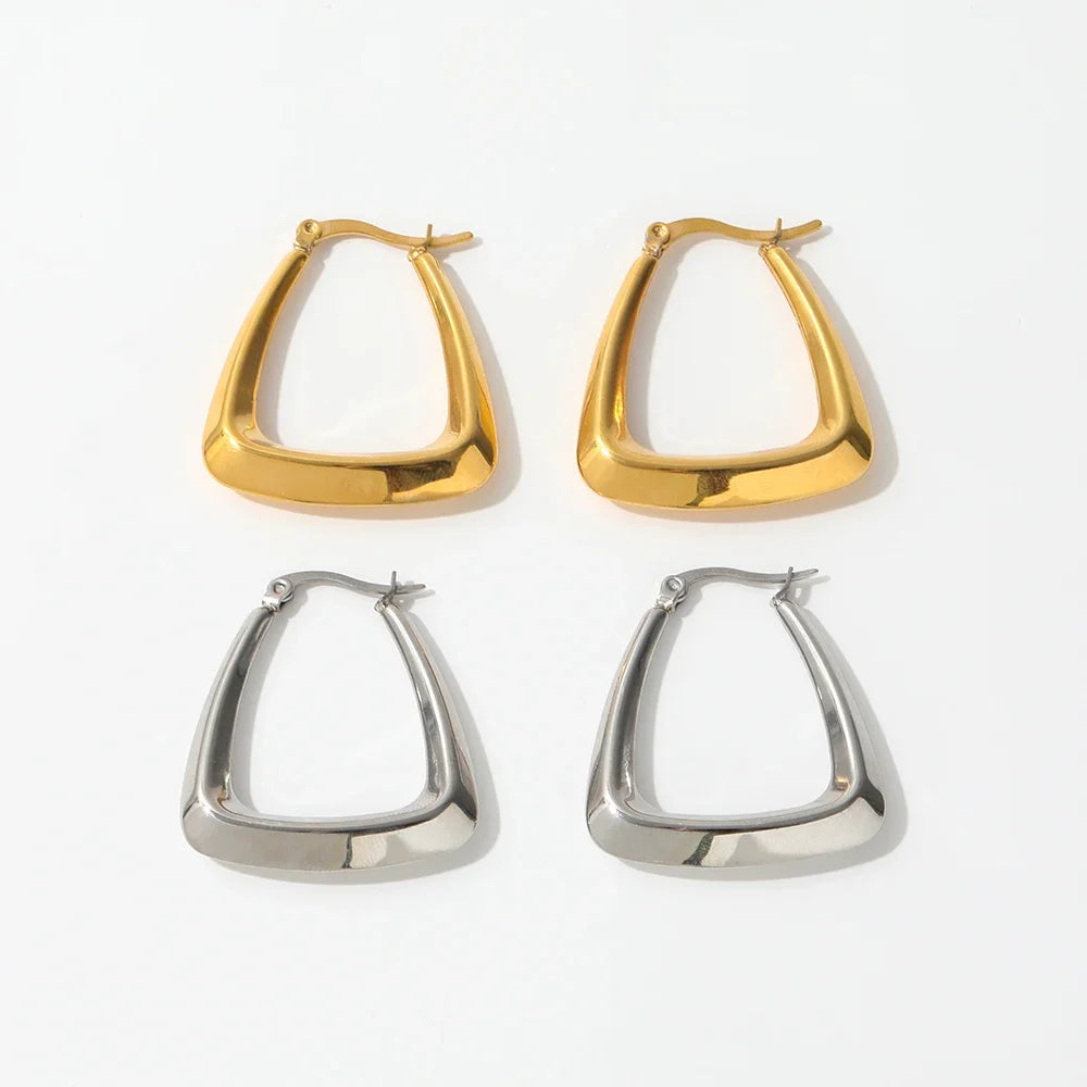 Fenny 18K PVD Plated Wholesale Non Tarnish Fast Delivary Exaggerated Hollow U-shaped Stainless Steel Hoop Earring for Women
